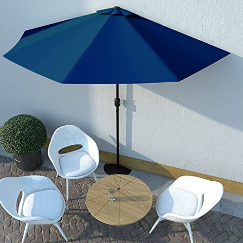 YITHOPI Halbschirm 300x150x253cm (L x B x H) Halb-Sonnenschirm Balkonschirm Kurbelschirm Schirm Halbrund Stahl, Mit Lüftung und Kurbelsystem,Blau