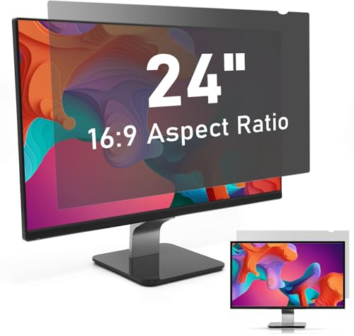 SOPPY Blickschutzfilter, 24 Zoll Monitor Blickschutzfolie, Monitor Screen Filter Datenschutz Bildschirmfilter mit Sichtschutz, Anti-Blaulicht und Blendschutz (16:9, 531 x 298 mm)