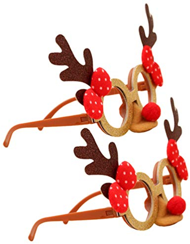 Happyyami 2stücke Weihnachts-geweihbrillen Cartoon-brillenrahmen Party-Sonnenbrille Foto-Requisiten Kinderbrillen Spaßbrillen Weihnachtsbrillen Partybrillen