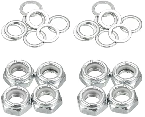 PATIKIL Skateboard Lock Muttern Set 2 Set 5/16 Skateboard Truck Achse Unterlegscheiben Distanzstück Hardware Reparatur Kit für Langboard Cruiser Silber