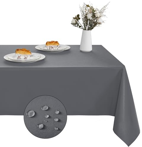 XWZO Tischdecke Abwaschbar, Tischdecke Grau, Fleckschutz Abwischbare Tischwäsche, Outdoor Tischdecken für Küche Party, 140 x 240 cm, 1 Stück