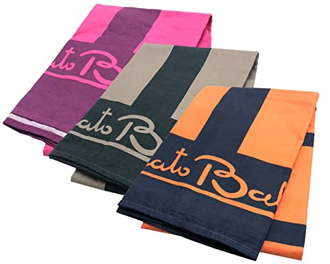 Renato Balestra Serviette de Plage en Microfibre Lot de 3 Multicolore(Orange+Fango-Noir+Fraise)