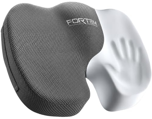 FORTEM Seat Cushion, Office Chair Cushion, Memory Foam Pillow for Sitting | Seat Pad for Gaming | Ergonomic Design | Washable Cover | Non Slip | Dark Grey