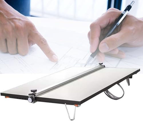 Cashwise A2 Tragbares Zeichenbrett, leicht einstellbares Entwurfs- und Architektur -Tool mit parallelem Herrscher und ergonomischem Traging -Griff für Studenten und Fachkräfte Zeichenbrett, 60x45 cm