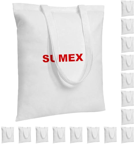 Sumex Sublimation Blanks Canvas Tote Bags Bulk,16 Pack 14''×16'' Polyester Reusable Shopping Canvas Bag for Heat Press'