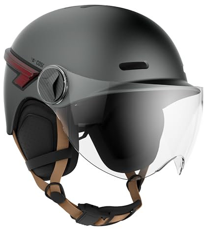 CASR Glow - LED-Helm für Fahrrad & Scooter - XL-Visier & abnehmbare Ohrpolster, Rück-Blinker & Fernbedienung - Stilvolles urbanes Design für Damen & Herren - Matt Anthrazit - Größe M