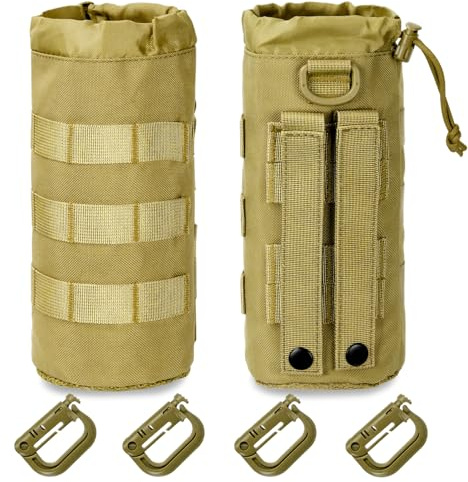 Hossom 2-pack molle flaskhållare, 1000D nylon taktisk militär drickflaska väska med 4 krokar molle pouch flaskor hållare ryggsäck vattenflaska bärväska för utomhus vandring jakt camping träning