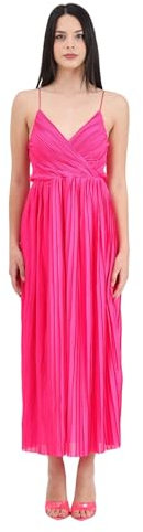 Only Vestido largo fucsia para mujer con estampado plisado, Rosa, XS