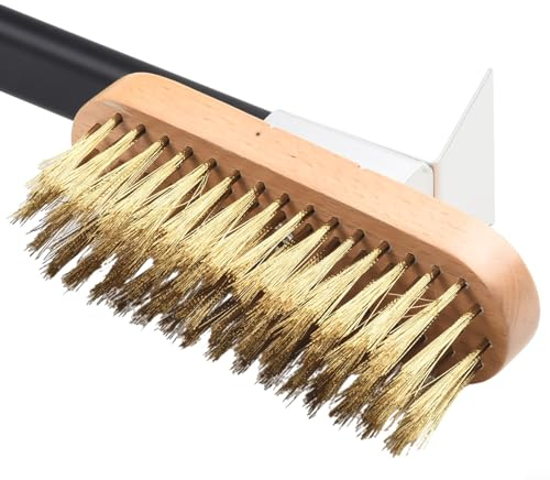 für Ofenbürste, Grillbürsten-Set, Griff, 40 cm, verstellbarer Bürstenkopf, Pizzasteinbürste mit Messingborsten, Ofenreinigung