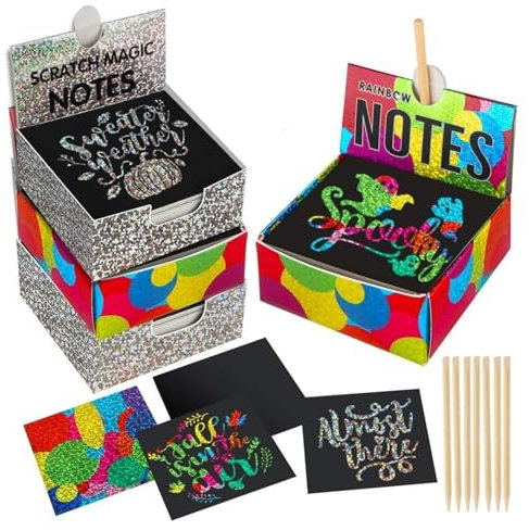 Regenbogen-Kratz- -Notizen, 100 Holografisches Regenbogen-Kratzpapier, Magisches Bastelkarten-D-Y-Set, Große Partygeschenke, Kunsthandwerkszubehör-Set, Geburtstagsgeschenk Für Ju-ngen, Mädchen