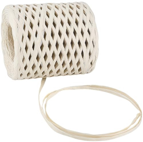 CRASPIRE 218 m Nastro di Rafia per Confezioni Regalo Nastro di Rafia Color Crema Nastro per Confezioni Regalo di Natale Spago di Rafia Spago di Carta da Imballaggio per Confezioni Natalizie