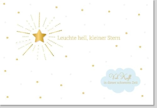 Gutsch Verlag Trauerkarte Sternenkind - Stilvolle Beileidskarte mit Weiß-Goldenem Sternmotiv für Trost und Hoffnung im Trauerfall - mit Umschlag