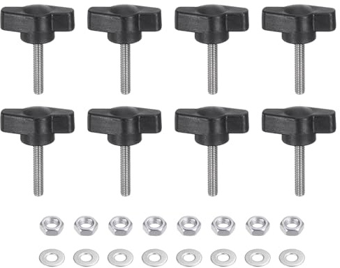 sourcing map T-Flügelknöpfe, M4 x 20 mm, metrisch, 304 Edelstahl, Gewindebolzen, 27 mm, Z/T-Kopf, Kunststoffgriffe, Rändelschrauben, Handklemmknauf, Griff-Rändelschraube mit Muttern, Unterlegscheiben,