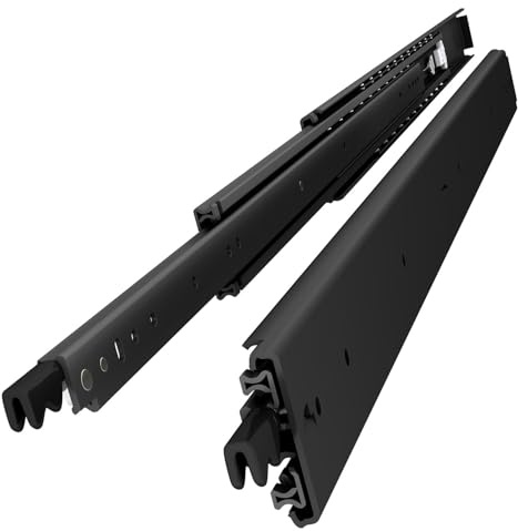 VADANIA Schwerlast Schubladenauszug mit Schloss 1200mm, #D76-B, 1 Paar | 156kg Tragfähigkeit Vollauszug-Kugellager, Seitenmontage, Schwarz