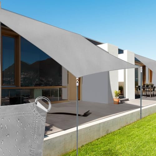 Toldo Vela Cuadrado 3x3m Impermeable y Antiviento, Vela de Sombra Exterior, Tejido Oxford 420D con Revestimiento 99% protección UV, Toldos para Patio, Terraza y Jardín - Gris