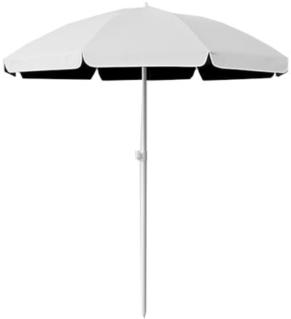 Parasol de terrasse - Diamètre : 220/240/260 cm - Avec fonction d'inclinaison - Polyester et métal - Pour balcon, terrasse extérieure - Abricot - 1,6 m, Blanc, 2.6m/8.5ft