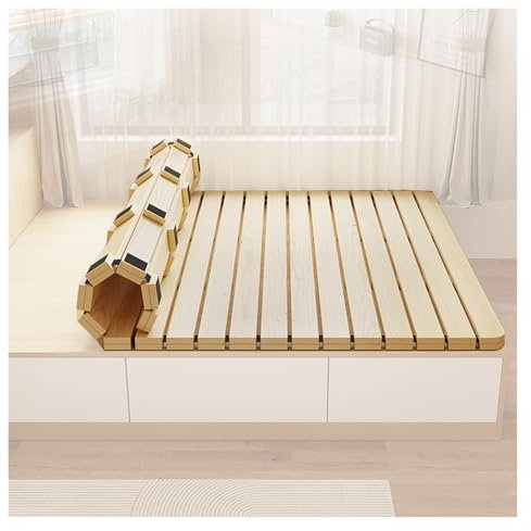 LOWBDGFU Tragbares Klappbett, Lattenrost und Matratzenauflage aus Holz, 24 32 40 46 52 60 70 Zoll breit, Klappmatratze für Einzel-/Doppel-/Zwillings-/Queensize-/Kingsize-Betten, Bunkie-Board-Rolllatt