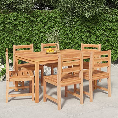 Fasba 7-TLG. Garten Essgruppe Holz, Sitzgarnitur, Gartengarnitur, Biergartengarnitur, Terrassenmöbel Set 6 Personen, Gartenmöbel Set, Tisch und Stuhl, Massivholz Teak/ 3157186