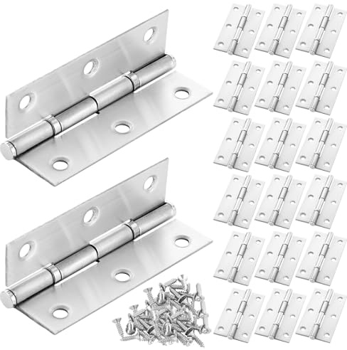 MUXHEL 20PCS 3 inch Door Hinges 70mmx40mm Door Hinge Stainless Steel Heavy Duty Hinges for Wood, Windows, Closet Ball Bearing with Srews-Sliver