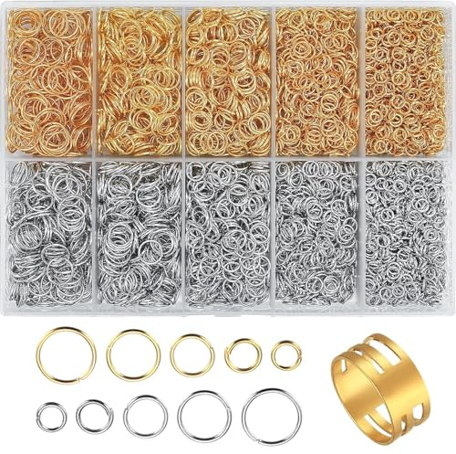 4600Stück Biegeringe Edelstahl, Biegeringe Silber für und Halsketten Sprung Ringe Schmuck Reparatur Metall Offene Ringe Schmuck DIY Findings für Halskette Ohrringe Armbänder 4mm 5mm 6mm 8mm