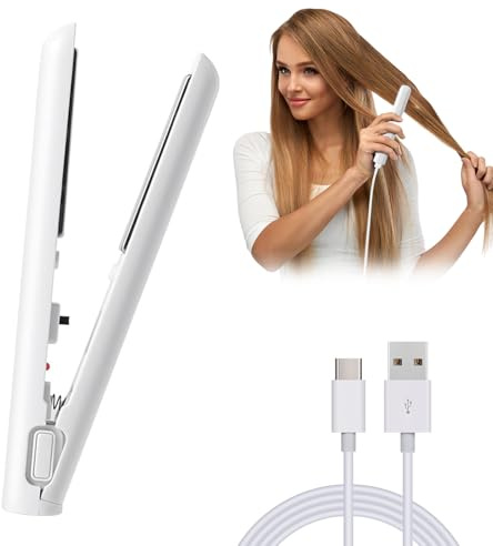 Mini Lisseur Cheveux USB Lisseur Boucleur Cheveux 2 en 1 avec Câble de 1,5 M Fer a Lisser Lisseur de Voyage pour un Coiffage Rapide