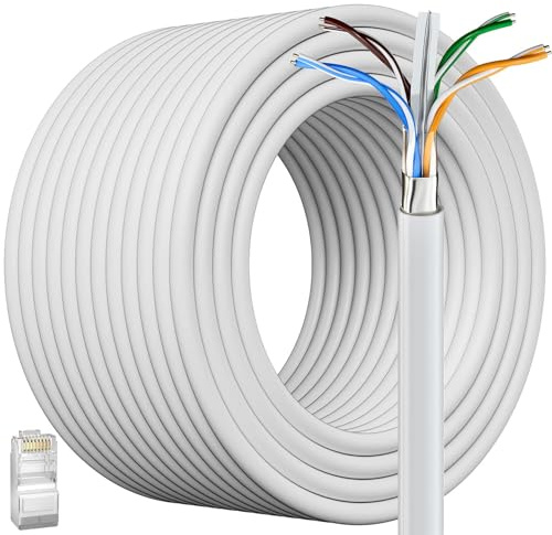Cat 6 Ethernet Cable 328ft/100M (20 RJ45), Outdoor&Indoor, Cat 6 Shielded Ethernet Cable Direct Burial, Heavy Duty 23AWG, Waterproof, UV Resistant, Internet Cables, Cat6 300+ft for Router Gaming, CCA