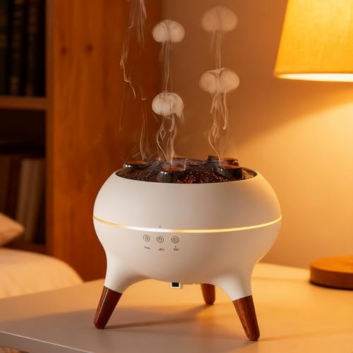 Jellyfish Essential Oil Diffuser, Jellyfish Diffuser Aromatherapy Air Humidifier with 7 Colour LED Lights and Remote Control, 4/8 Timer Aromatherapy Diffuser for home, Bedroom & Office