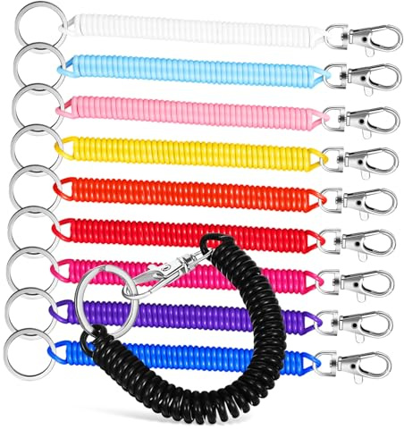 Gogogmee 10pièces Porte-clés Spirale Extensible Lot de Porte-clés Rétractable Plastique Cordon Ressort Polyvalent Et Élastique Porte-clés Bracelet Pratique pour Clés Porte-clés Lanière