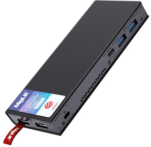 MeLE Mini PC Stick Fanless PCG02 Pro N5100 8GB 256GB, Dual HDMI Micro Desktop Computer Gigabit Ethernet BT5.1 USB-C PD3.0 for Business Office Media IoT Industrial PXE Auto Power on