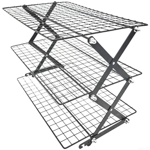 NbgrvB 2/3/4-Tier Collapsible Stackable Cooling Rack For Baking, Featuring Folding Design To Cool Multiple Baked Goods At Once And Save Kitchen Space Efficiently(Three-layer)