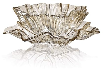 INFJMH Corbeille Lot de 2 coupes à fruits en cristal en forme de tulipe, plateau à bonbons, assiette à fruits, bol à fleurs moderne et créatif for centres de table de mariage bol(Amber)