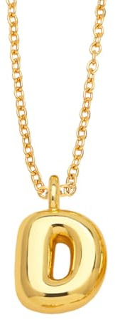 OAKKY Collana con Ciondolo Lettera a Bolle Spessa per Donne Trendy Carino Charm Ciondolo Alfabeto Personalizzato Oro Lettere Pallone D Collane