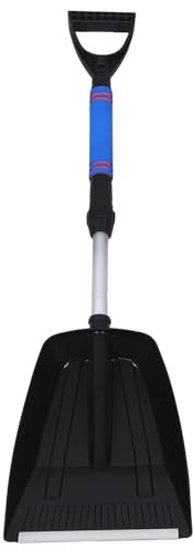 DOITOOL Pelle à Neige Réglable et Pliable en Alliage Robuste Bleue Outil d'hiver Portable avec Poignée Détachable pour Déneiger Véhicules Trottoirs et Situations d'urgence Camping