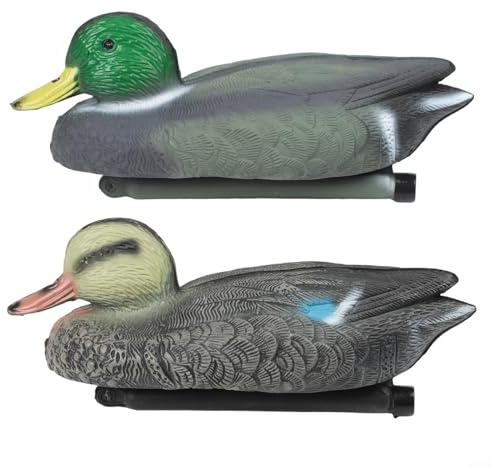 HpLive Lot de 2 canards flottants en polyéthylène pour étang ou étang - Canards sauvages réalistes pour décoration de jardin
