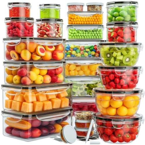 Wwtop 52er Frischhaltedosen mit Deckel, Vorratsdosen Set (26 Behälter + 26 Deckel), Meal Prep Boxen, Auslaufsicher Aufbewahrungsbox mit Deckel Küche für Mikrowellen Kühlschrank, BPA-Frei