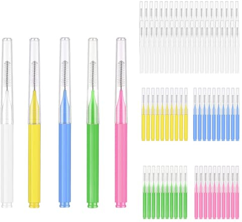 80 Stück Interdentalbürsten Gerade Zahnzwischenraumbürsten in 5 Größen | 0.5mm-1.0mm Dentalbürsten mit Etui Zahnzwischenraumbürsten in 5 Farben Zahnpflege Reinigung für Empfindliches Zahnfleisch