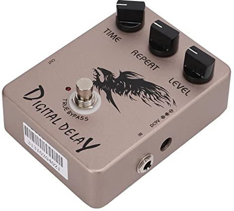 YDuupxe Digital Fördröjningseffektpedal Metallhus True Bypass Delay Pedal 25ms Till 600ms med Time Repeat Level Controls för Elgitarrbasövningar Sceninspelning