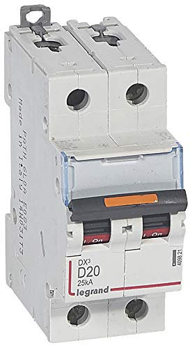 Disjoncteur DX³ - 25kA - 2P 230V~ à 400V~ - 20A - courbe D - 2 modules