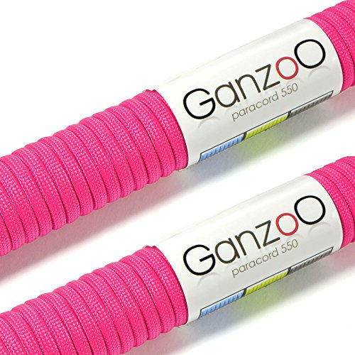 Ganzoo Paracord 550 Seil, 2 x 30 Meter, 4mm, Nylon/Polyester, Typ 3, Outdoor-Schnur, 7 Kernstränge, Allzweckseil, Hundehalsband, Hundeleine, Armband knüpfen, Camping/Survival, Magenta