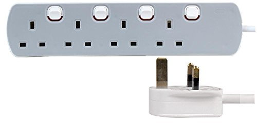 PRO ELEC PELB1767 4 Gang Individually Switched Extension Lead Grey, 5m