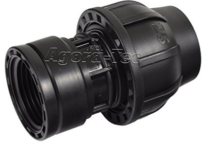 PE-Fitting Kupplung 25 mm x 1 Zoll IG (30,3 mm) für PE-Rohr 25 mm SCHWARZ
