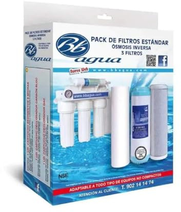 BBagua Pack de 3 Filtros 10 para Ósmosis Inversa, Recambio Estándar con Sedimentos, Carbón GAC y Carbón Block, Compatible con Equipos de Ósmosis 10