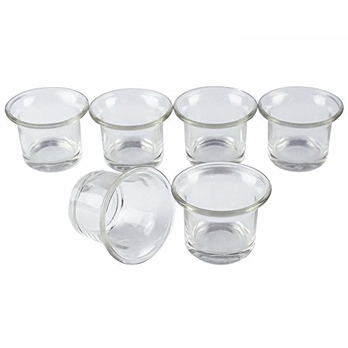 Shxstore Clear Chunky Glass Lip Votive Candle Holders Tealight Votive Cups for Wedding Proposal, Spa, Aromatherapy, Meditation, 6 Counts by
