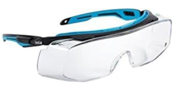 Bolle TRYON OTG - Sobregafas - montura PC - patillas negras/azul PC/TPR ajustables y extensibles - PC incoloro anti-rayaduras y anti-vaho PLATINUM
