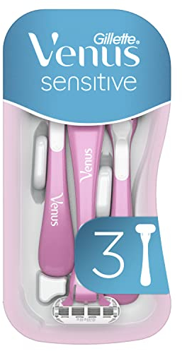 Gillette Venus Sensitive Einwegrasierer Damen, 3 Damenrasierer mit Komfortklingen, dermatologisch getestete Rasierer für empfindliche Haut