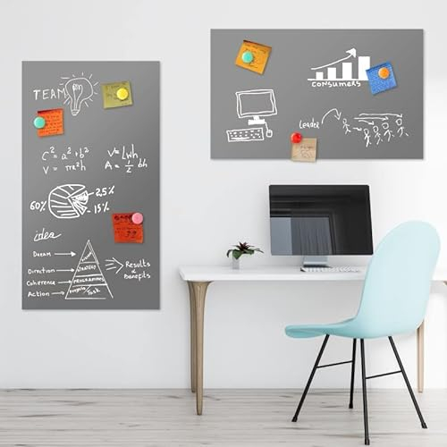 70x50cm Selbstklebende und magnetische Vinyl- Tafelfolie in verschiedenen Größen | Farbe: Grau inkl. Kreidestift + 10er Set Magnete
