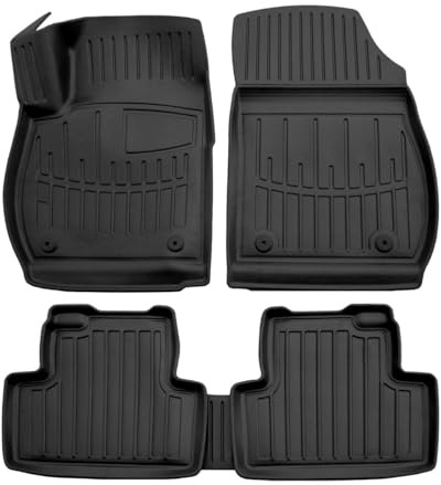 J&J Automotive 3D Gummimatten passend für Opel Zafira C 2011-2019, Fußmatten mit hohem Rand Allwetter Passform rutschfest Abwaschbar Geruchslos Schwarz
