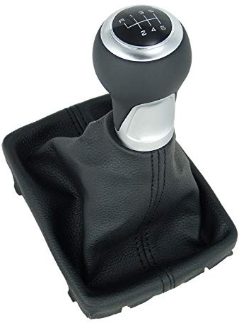 Schaltsack & Schaltknauf für Audi A4 B8 A5 8T Q5 8R - Bj. 2007 - 2016 - 6 Gang Knauf mit Rahmen - Schwarz Silber Chrom - Schaltmanschette Schalthebel Manschette Schaltung - Hebel Schaltgetriebe A258-1