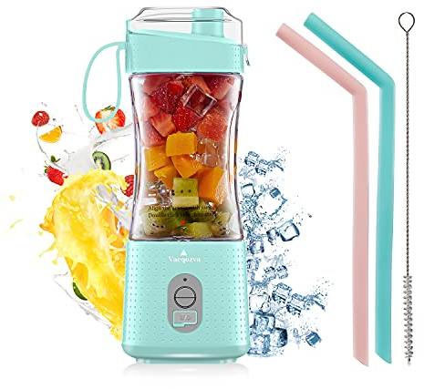 Vaeqozva Portable Blender USB Rechargeable Personal Mixer Fruit Mini Blender for Smoothie, Fruit Juice, Protein Shake, Milk Shakes Light Blue