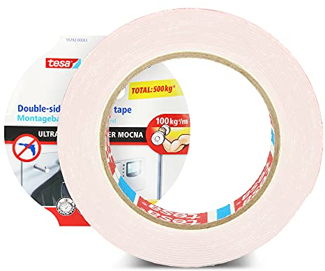 tesa® Doppelklebeband Doppelseitiges Montageband POWERBOND 5 m x 19 mm ULTRA STRONG | Klebeband Für Montagearbeiten Innen & Außen | Kleben Wandbefestigung Ohne Bohren Extra Starke 55792-00003-01